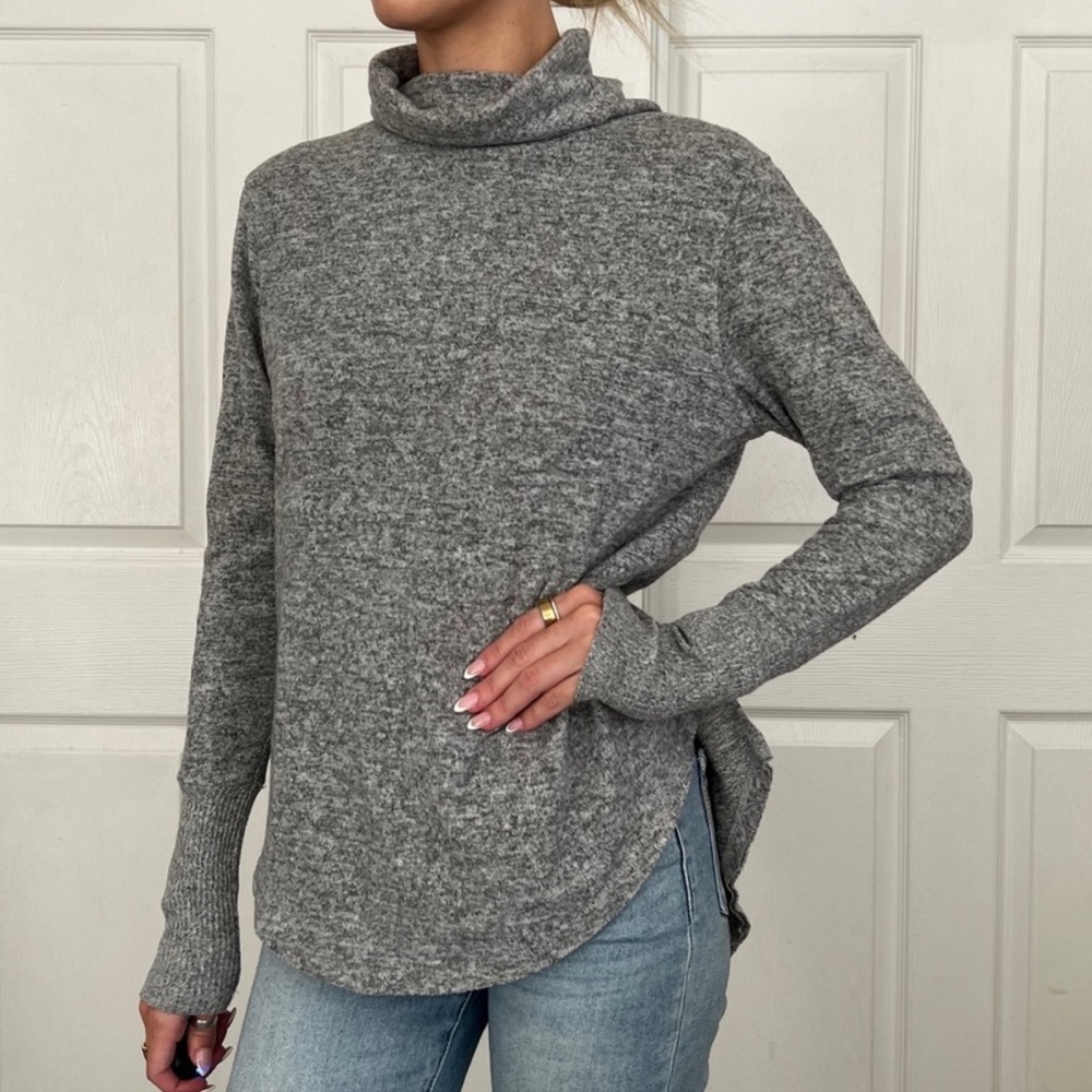 Sweet Romeo Gray Cowl Neck Sweater Soft Knit Relaxed Fit